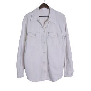 GOOD AMERICAN Oversized French Terry Long Sleeve Shacket Off White Women's XS